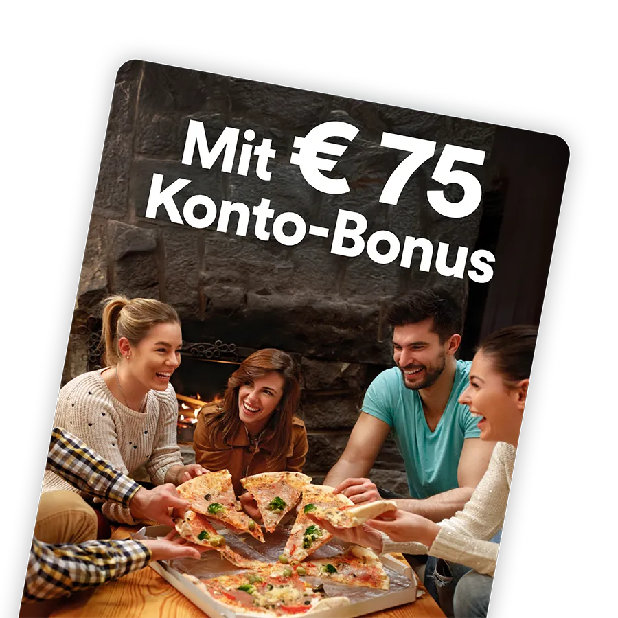 Vier Personen die Pizza essen