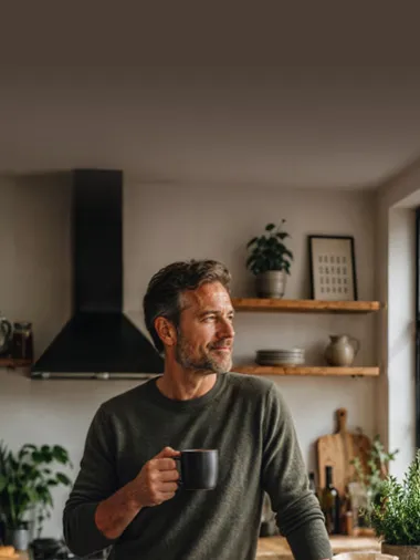 Mann mit Kaffeetasse